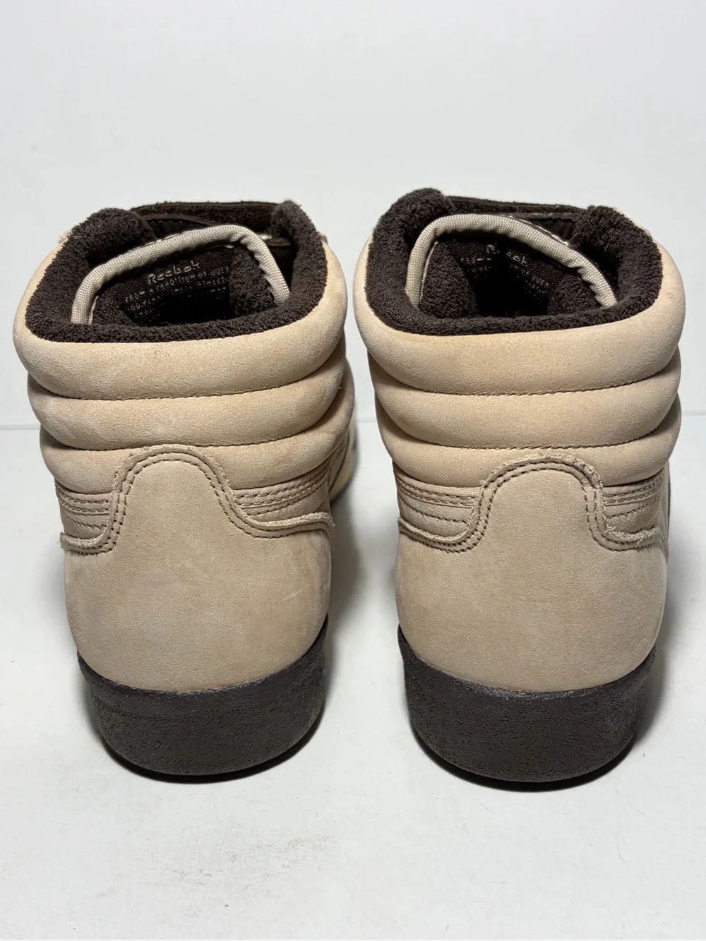 Reebok Freestyle F/S High-top Women Beige and Dark Brown Sneakers Size 8.5